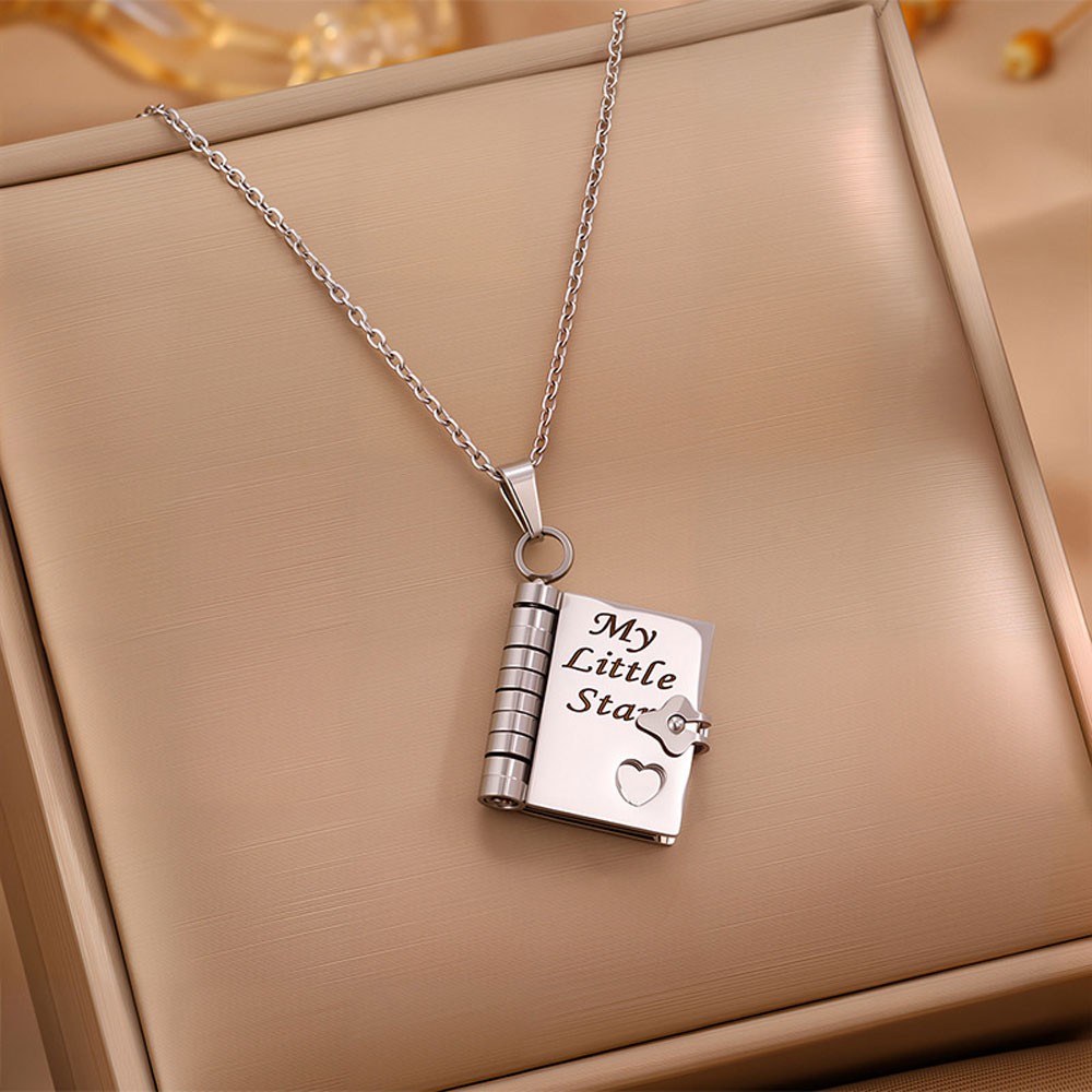 My Little Star Book Pendant Necklace for Daughter Open Pages Engraved Letter US