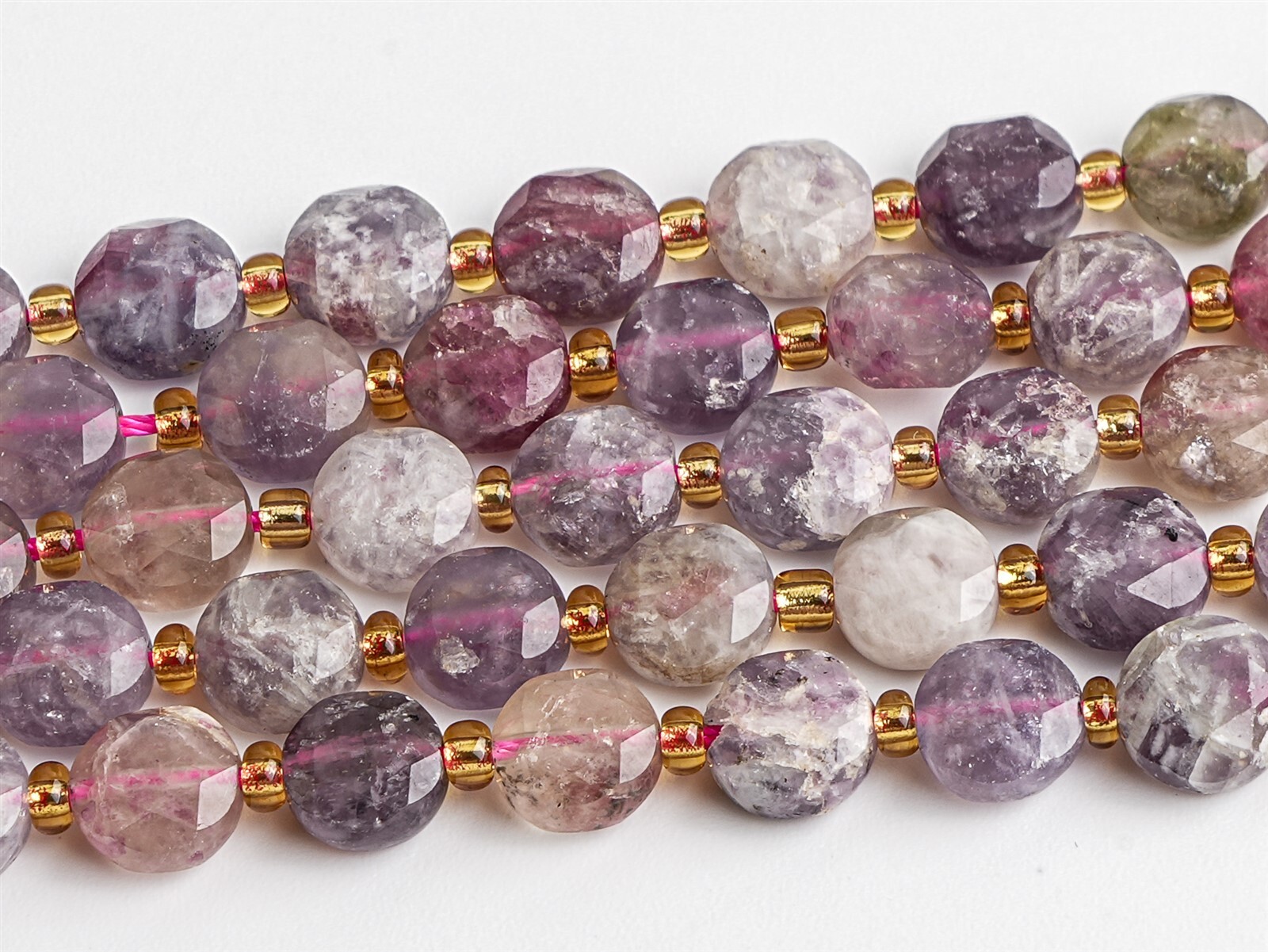 8MM Natural Multicolor Cherry Blossom Agate Beads AA Faceted Coin Loose Beads