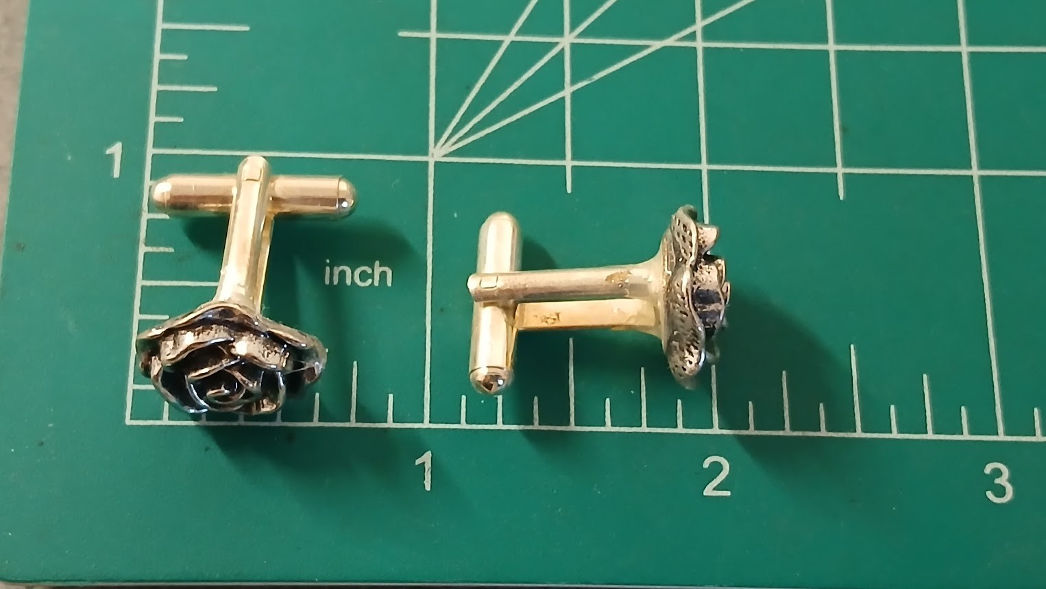 Antique Silver Rose Tie Clip Bar Cufflinks