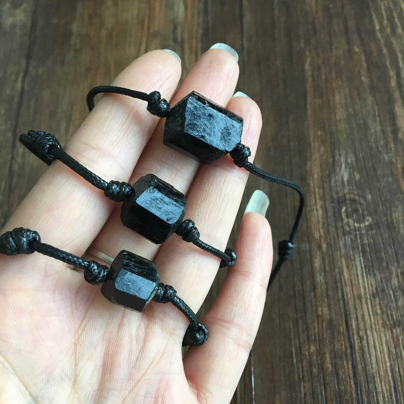Raw Black Tourmaline Bracelet Healing Jewelry EMF Protection Men Women Gifts