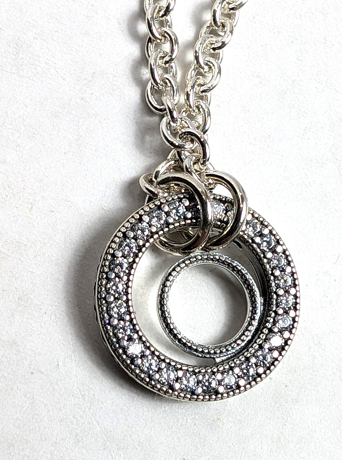 Authentic Pandora Pendant, Pave Circle Logo T-Bar Heart, #399050C01-80