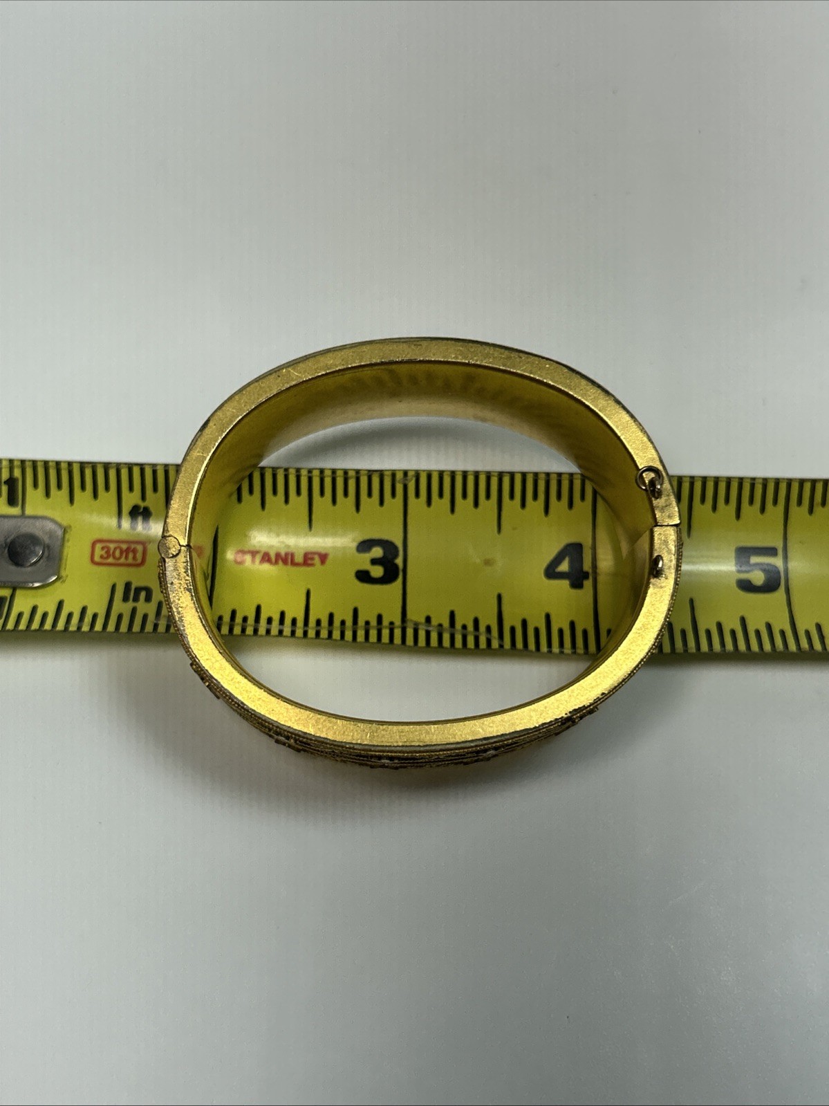 Victorian Etruscan Revival Gold Gild Wide Floral Motif Insert Clasp Bangle