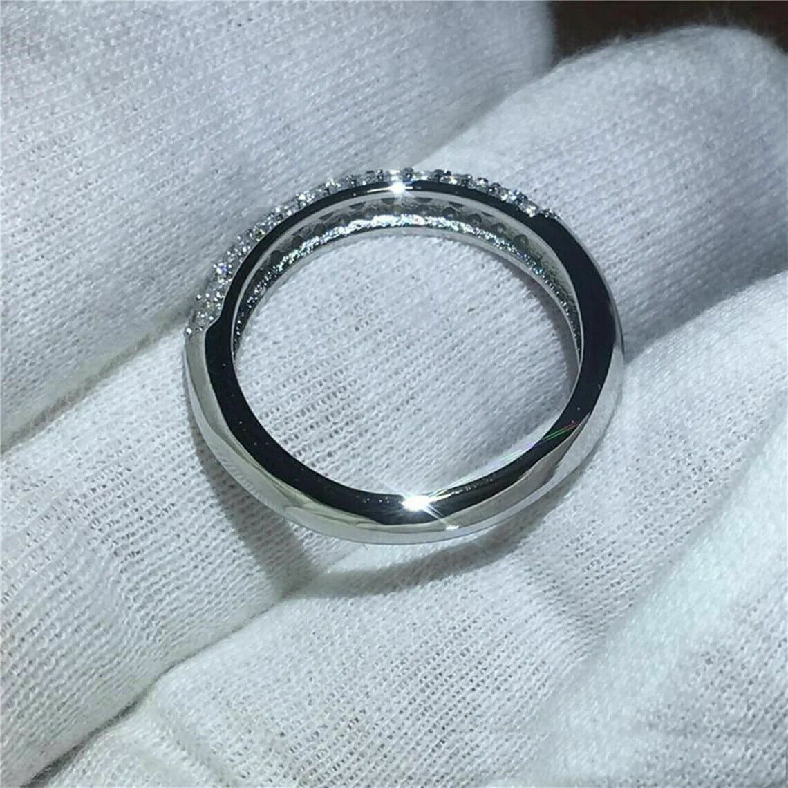 1.90 Ct Round Simulated Diamond Three Row Wedding Band Ring 925 Sterling Silver