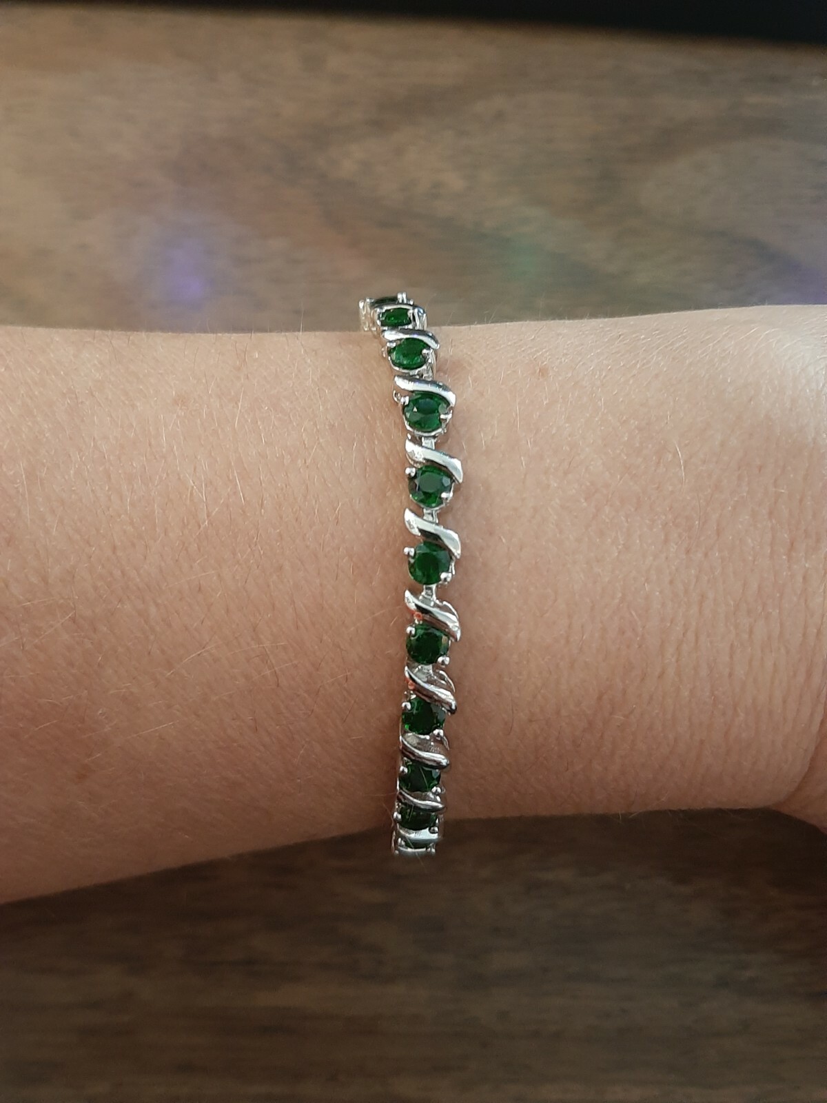 6.75 Ctw CHROME DIOPSIDE BRACELET 925 silver tennis-jewelry 13gr. 7.25 in. NWOT