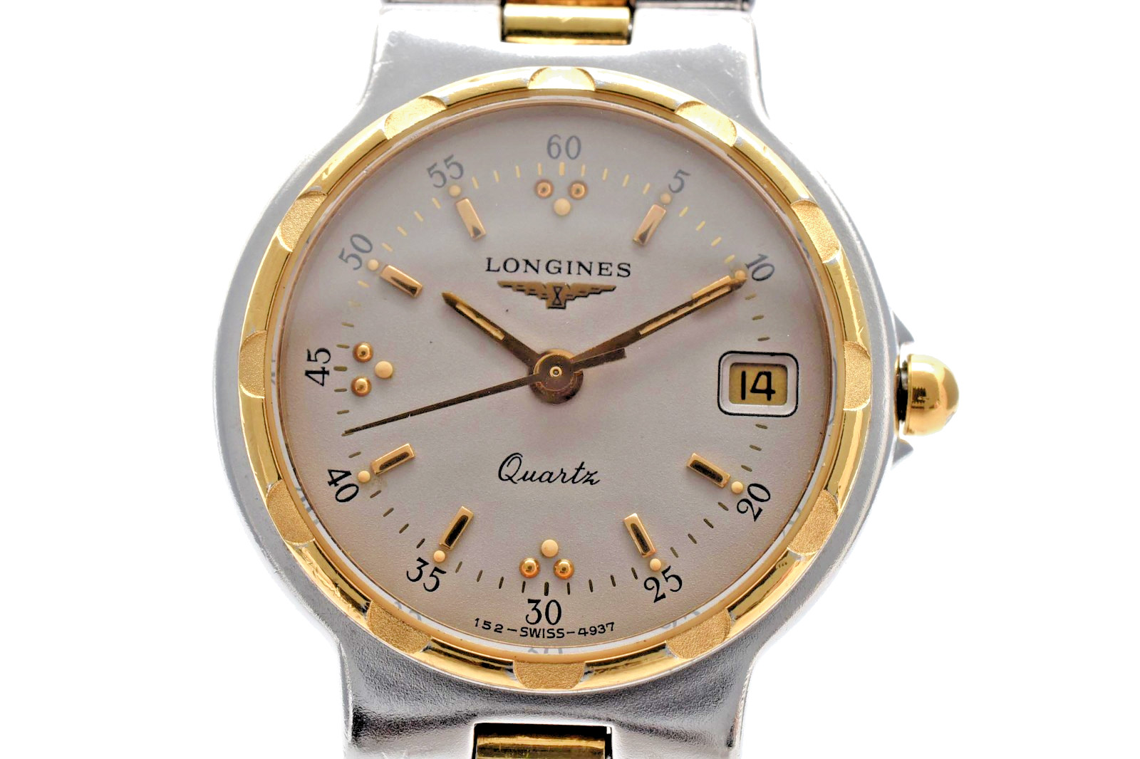 [Exc+5] LONGINES Conquest L152.2 23mm Gray Dial Date Vintage Quartz Womens Watch