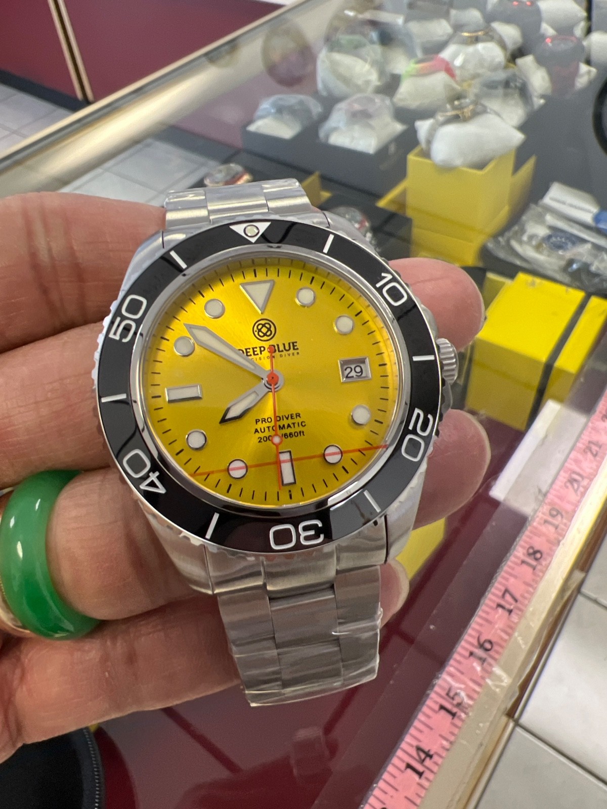 PRO DIVER 200😱YELLOW DIAL 42m AUTOMATIC🔥 DIVE WATCH SILICONE STRAP 😋