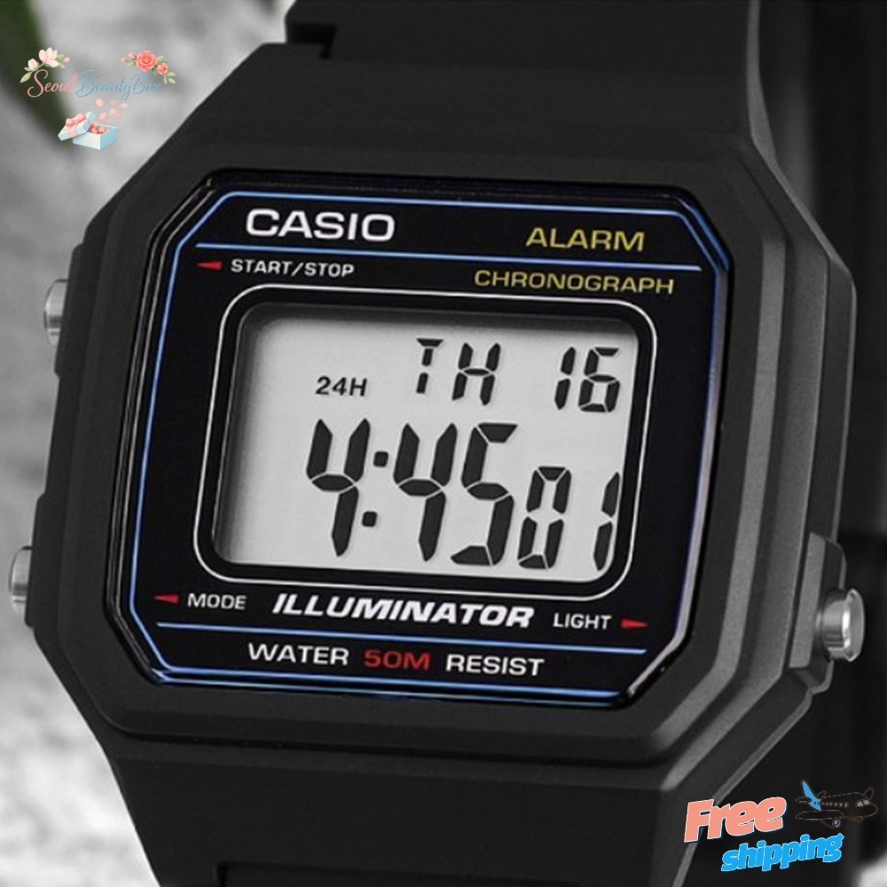 Casio W-217H-1AVDF Digital Watch 50M WR LED Alarm Stopwatch Unisex