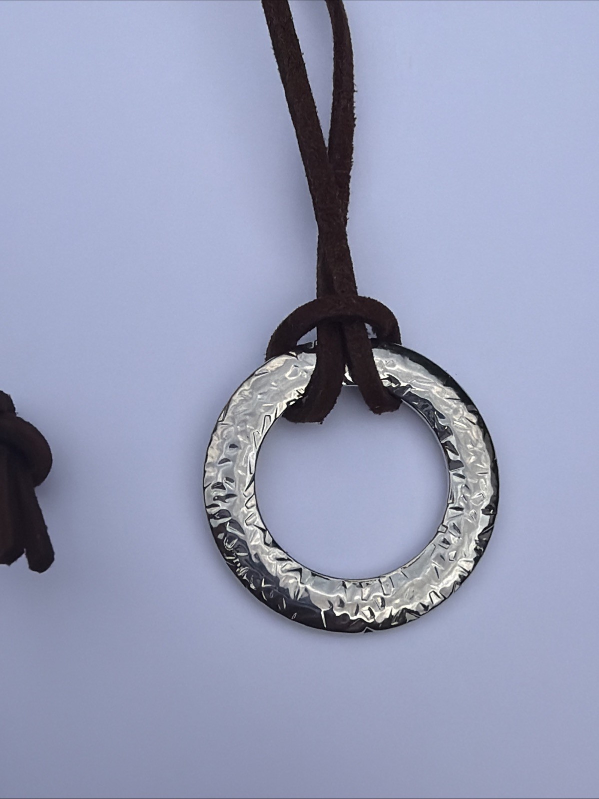 Gabriel & Co Silvertone Pendant With Brown Suede Necklace