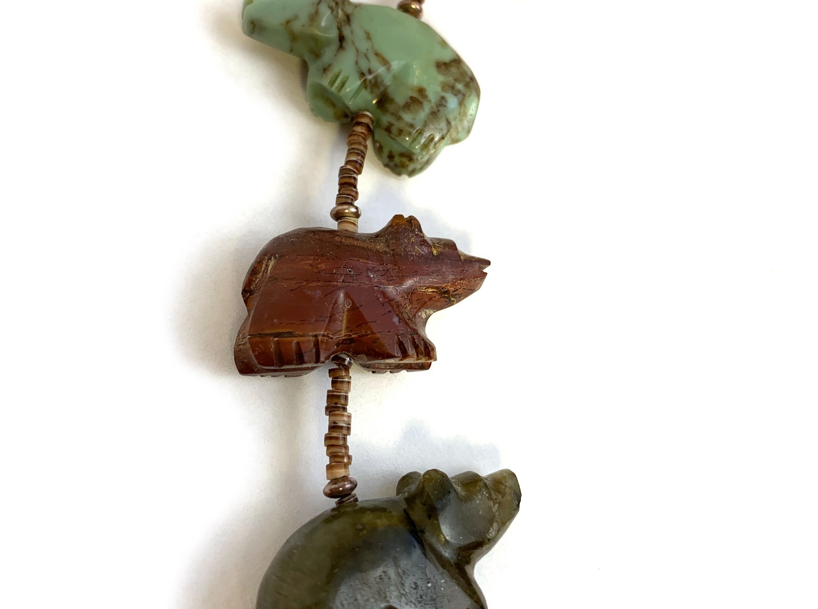 Zuni Fetish Necklace w/ Large Bears by Debra Gasper, Ray Tsethlikai / Multistone