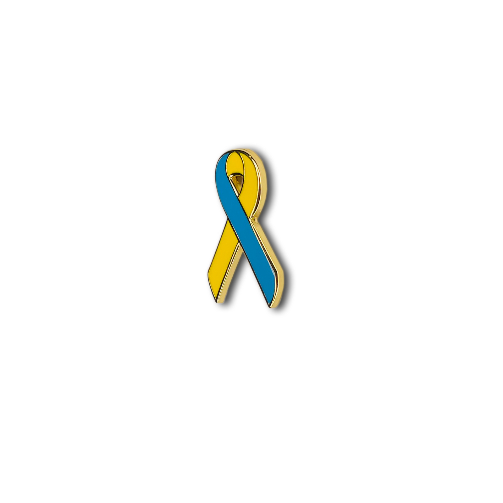 Ukraine Awareness Ribbon Pin – Blue & Yellow Ukrainian Flag Crossed Badge Pin