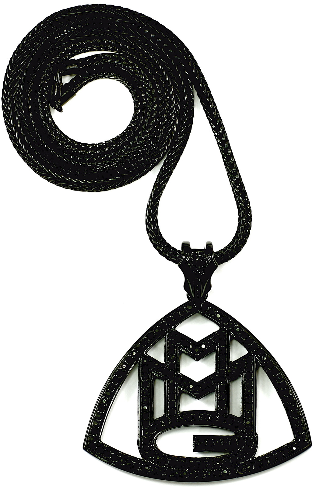 MMG Necklace New Crystal Rhinestone Pendant 36 Inch Franco Style Chain