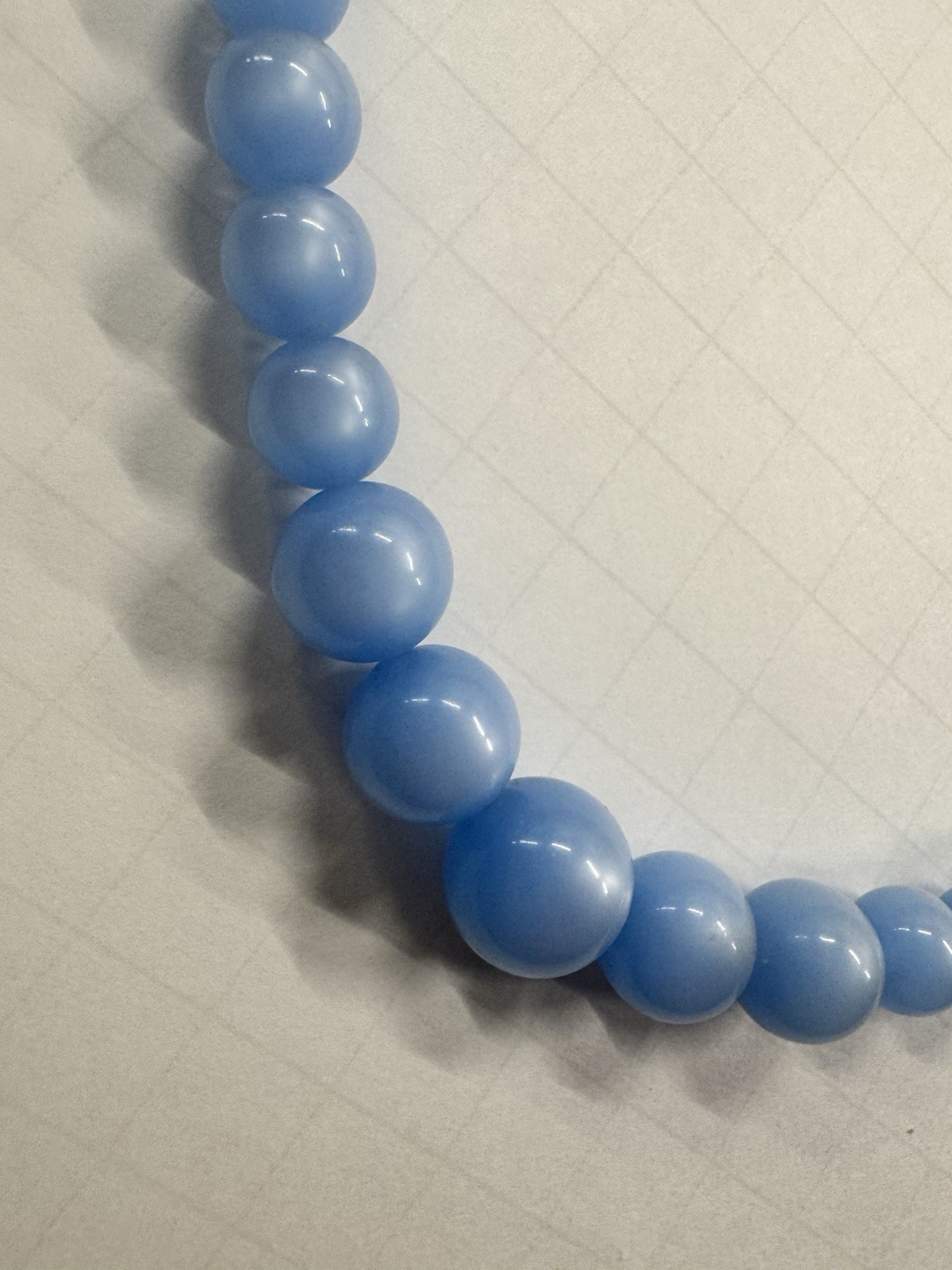 Vintage Pastel Blue Moon Glow Lucite Graduated Bead Necklace