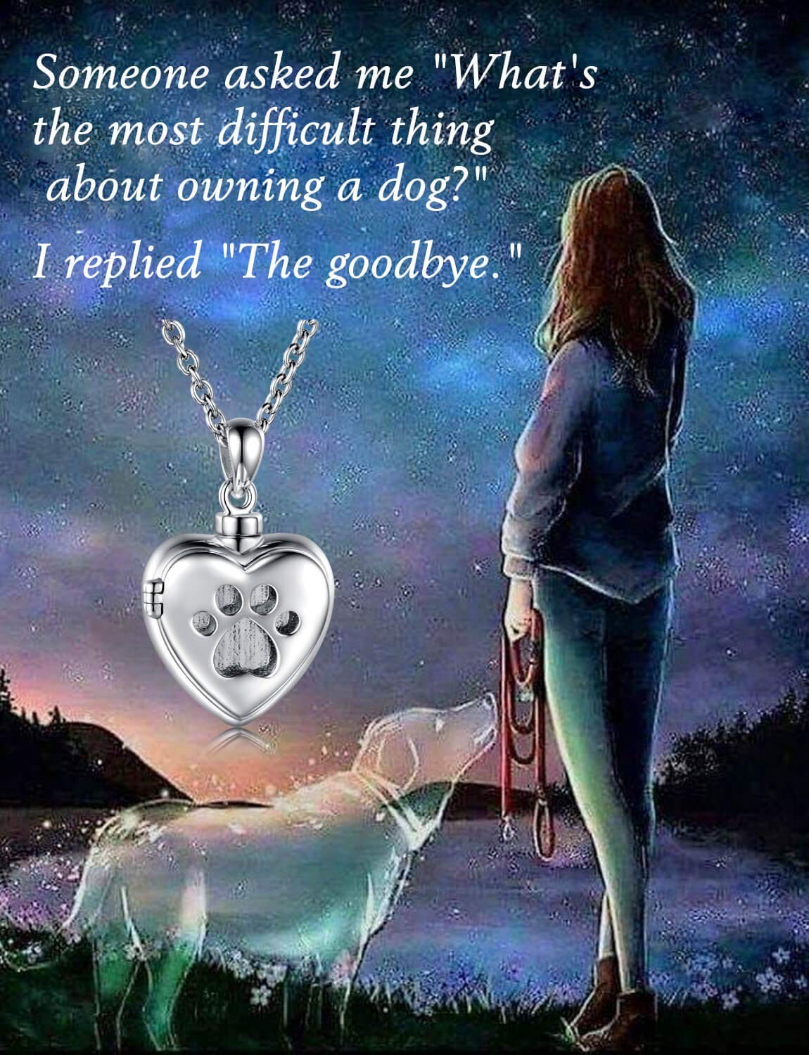 Sterling Silver Pet Ash Cremation Jewelry – Memorial Urn Pendant Necklace for Do