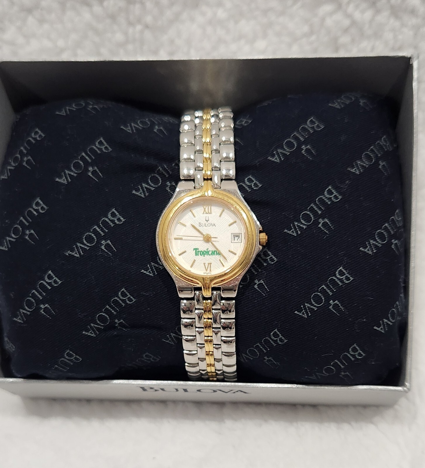 Bulova Watch with Tropicana Logo on face engraved