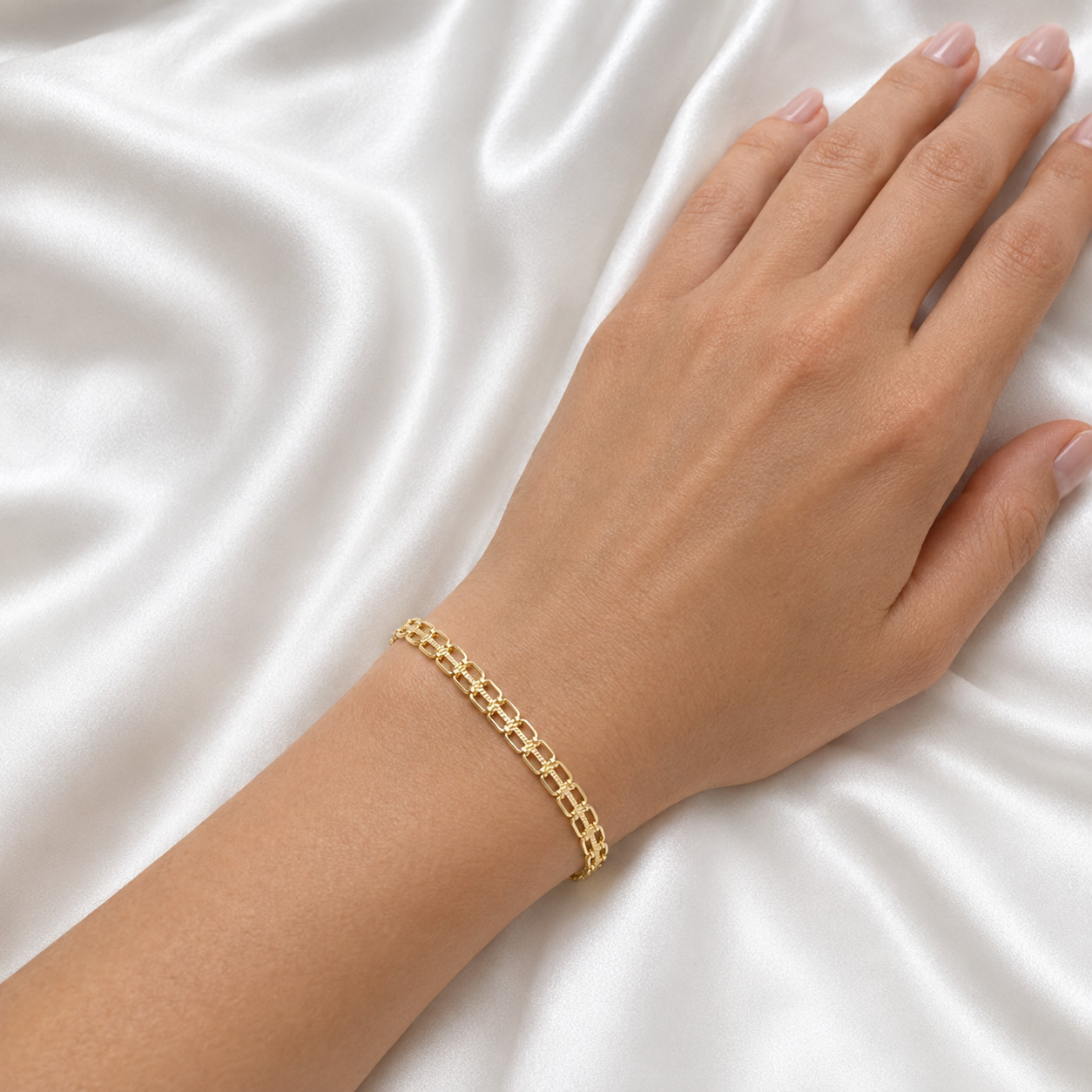 14K Yellow Gold Fancy Link Bracelet 7.25” 2.82g New in Box Never Worn