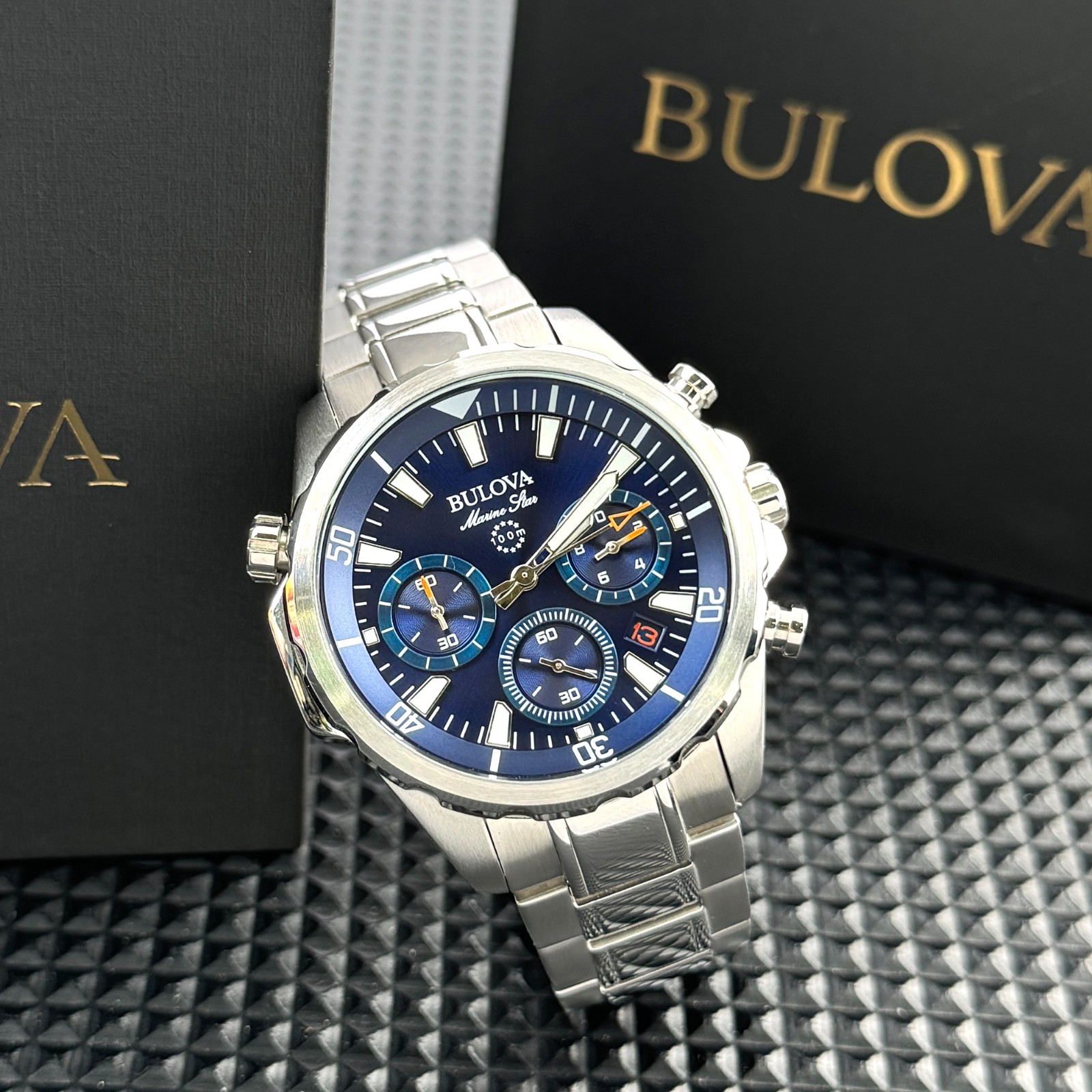 Bulova Marine Star Blue Dial 96B256 Quartz Men’s Watch 43.5mm