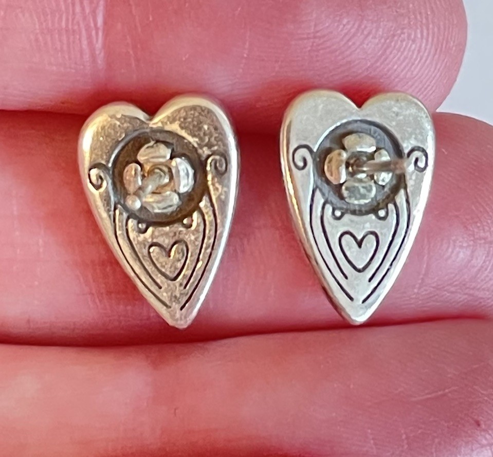 Lot of 4 Brighton Earrings Post Silver Tone Heart Dangle Crystal Door Knocker