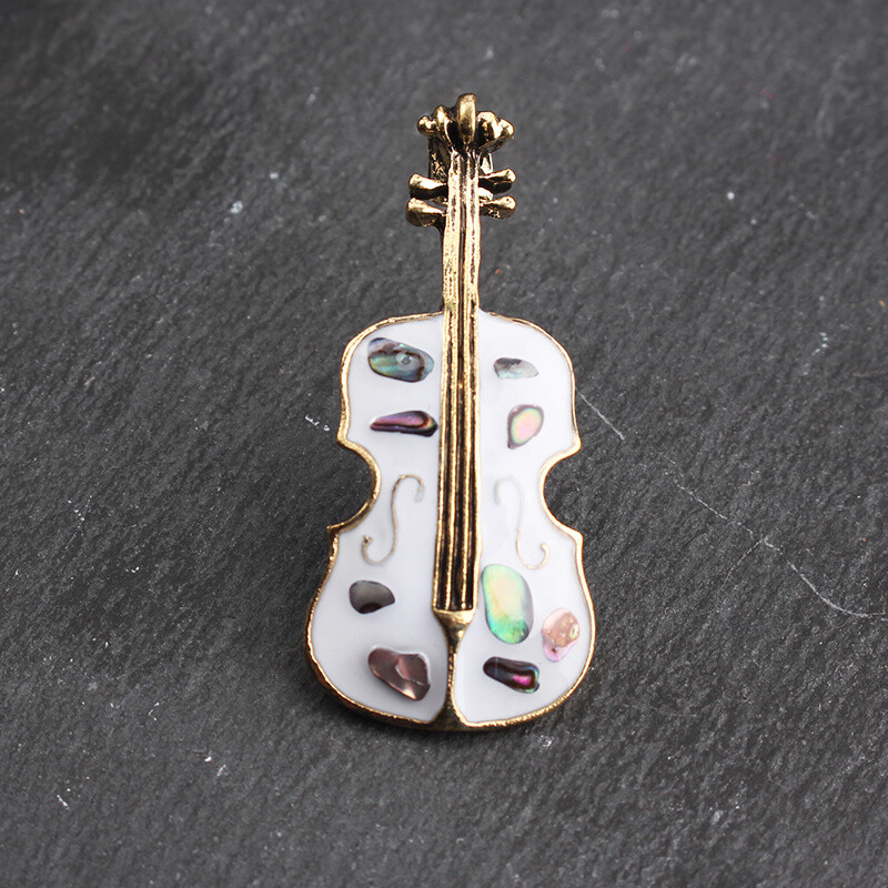 Retro Fashion Versatile Literary Enamel Dripping Oil Violin Brooch