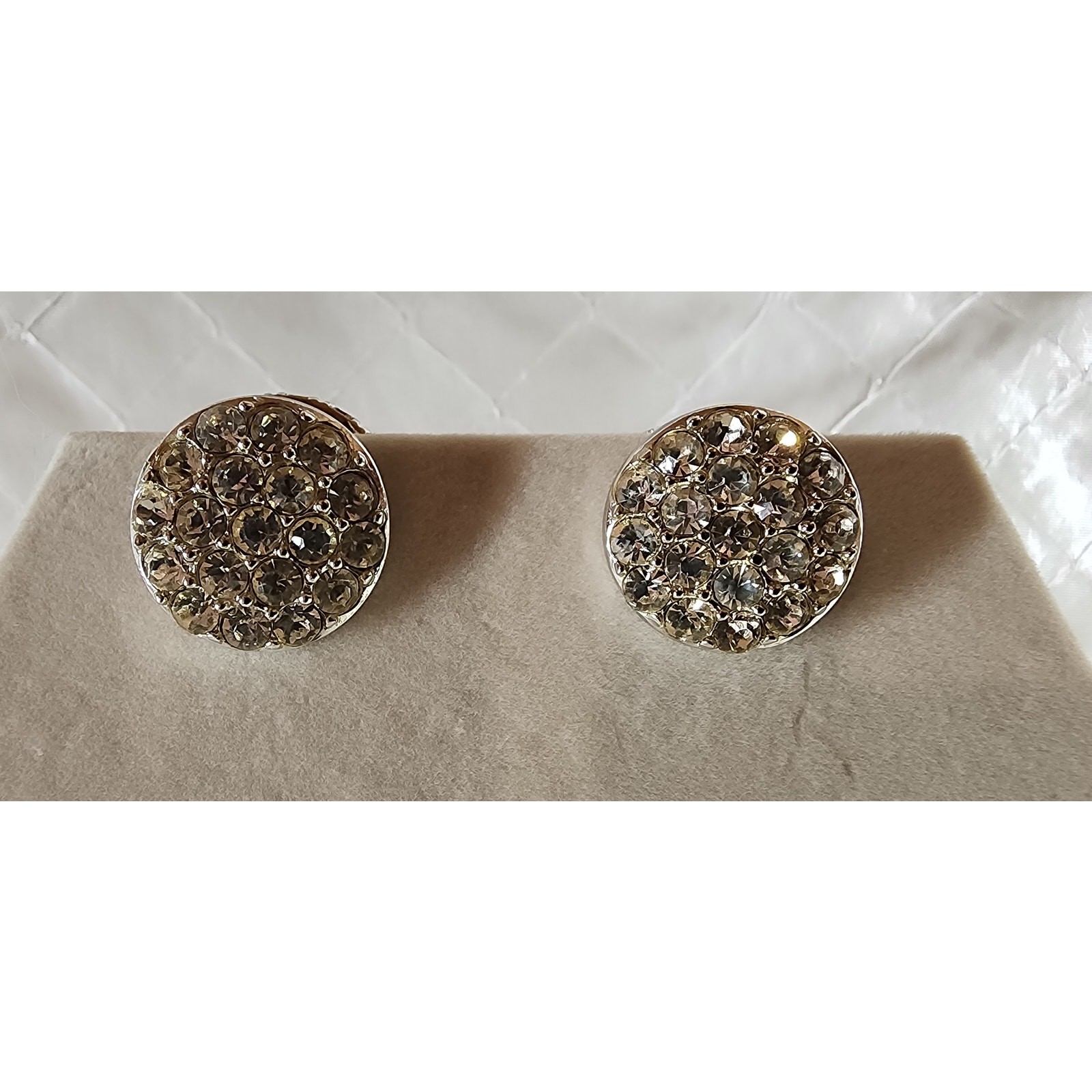 Vintage Sarah Coventry Reversible Clip-On Earrings Faux Pearl Rhinestone Signed