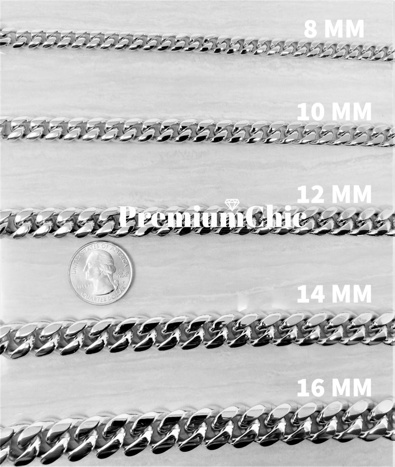 COMBO SET Miami Cuban Necklace & Bracelet Solid Stainless Steel Hip Hop Jewelry