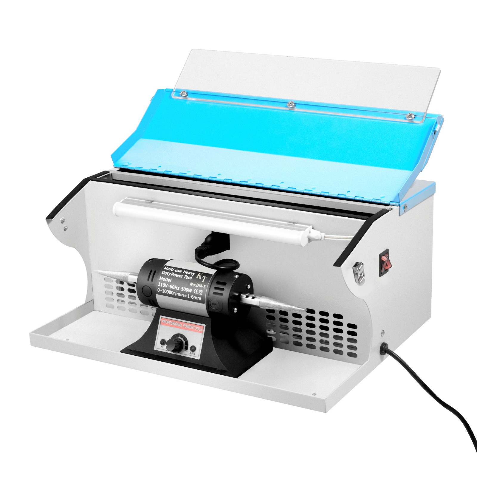 Benchtop Polishing Buffing Machine Jewelry Polisher Dust Collector W/ Light 500W