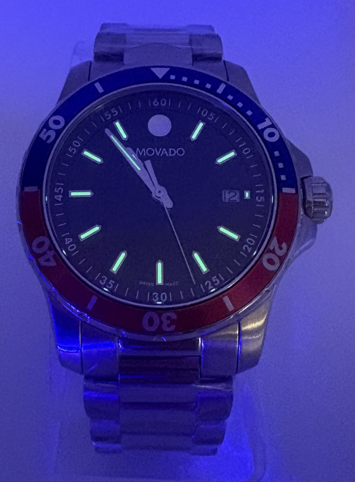 MOVADO 2600152 Series 800 Black Dial Pepsi Bezel 40mm Men’s Quartz Watch
