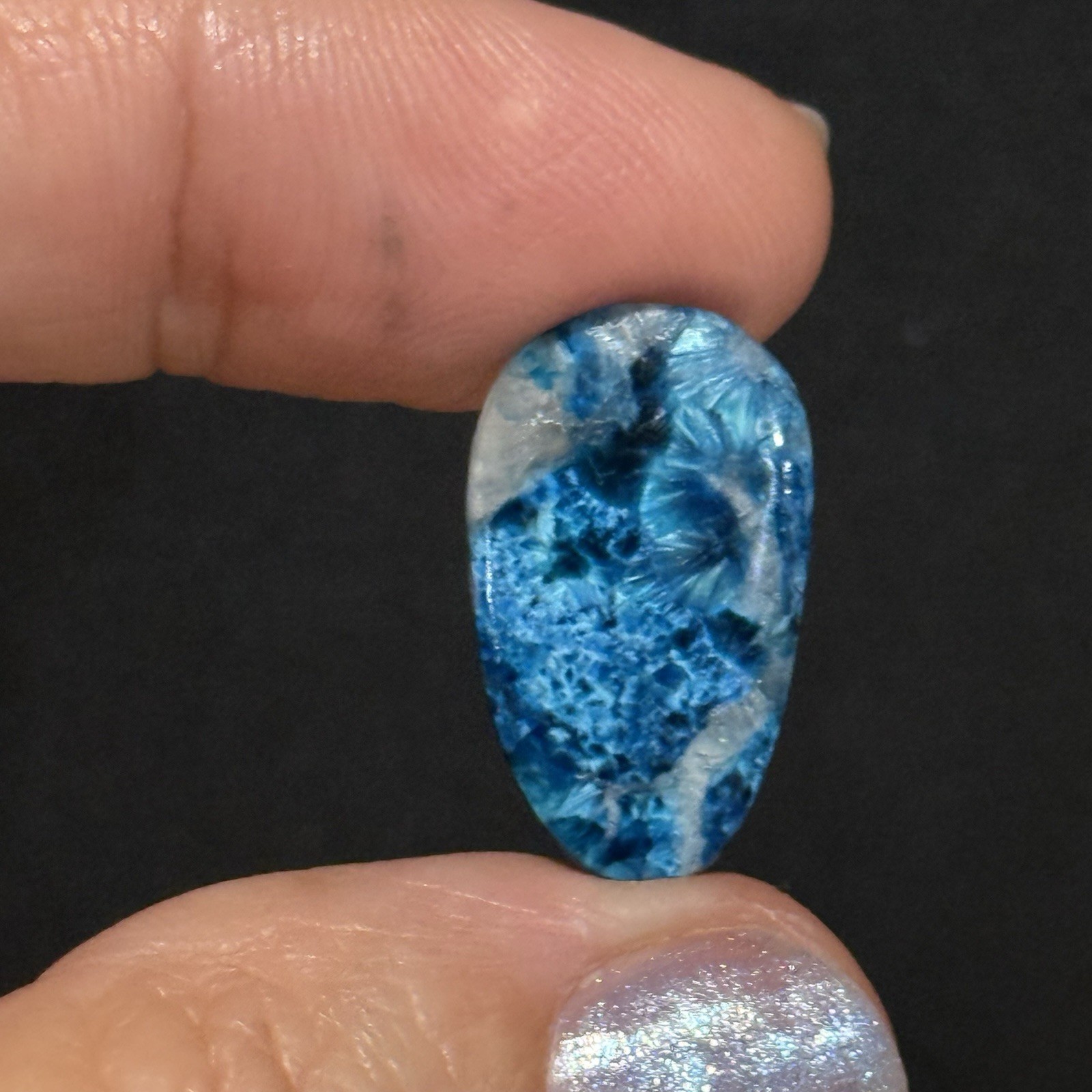 7.85ct 20.7×12.2x3mm Rare Blue Plancheite Cuprite Shattuckite Calcite Cabochon