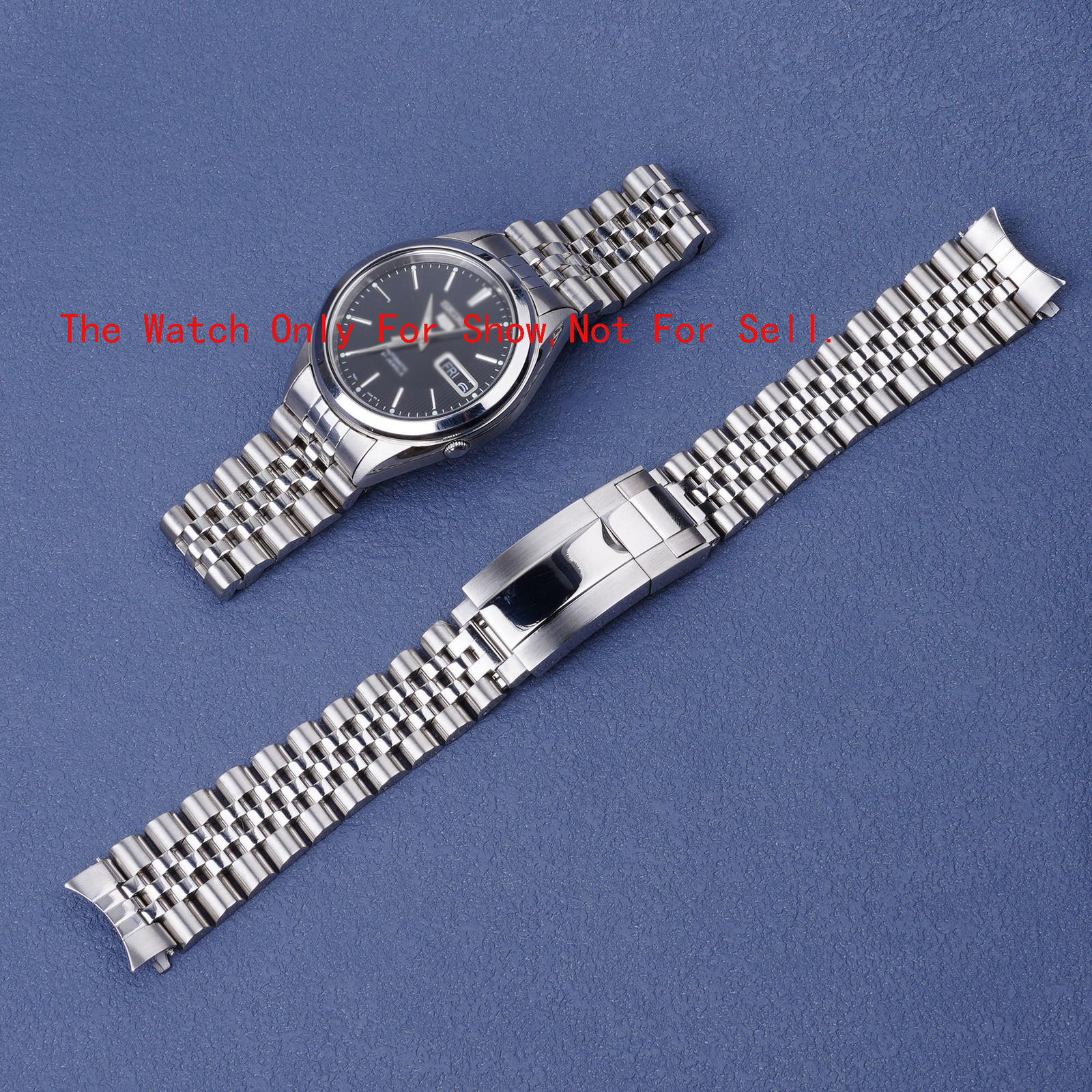 For Seiko 5 SNKL23 Jubilee 18mm WatchBand Bracelet With Oyster Deployment Clasp