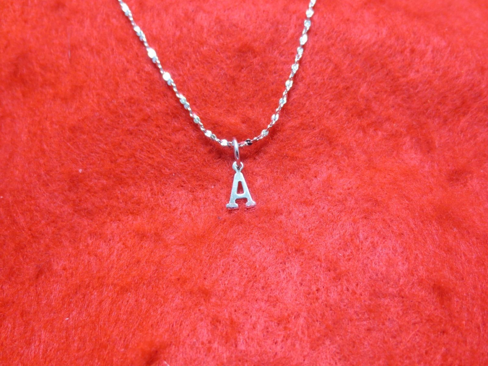 14KT WHITE GOLD PLATED 30 INCH 1MM TWISTED NUGGET CHAIN NECKLACE YOUR INITIAL