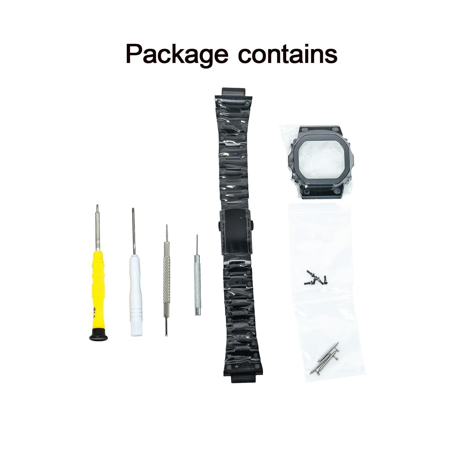 Stainless Steel Case Mod Kit for G-Shock DW5600, Bezel & Strap Bracelet Upgrade