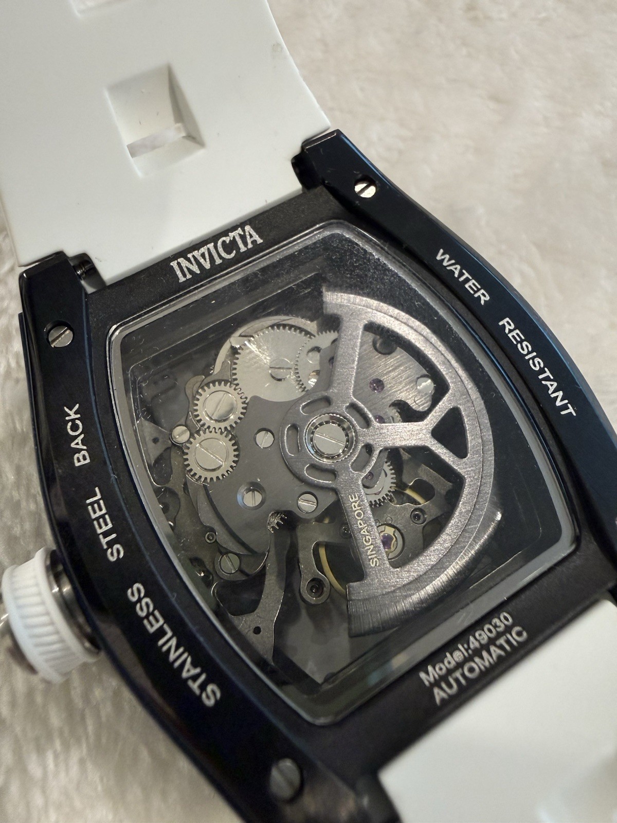 Invicta S1 Rally Orberus Automatic Skeleton 44mm Black Dial White Strap w/ Box