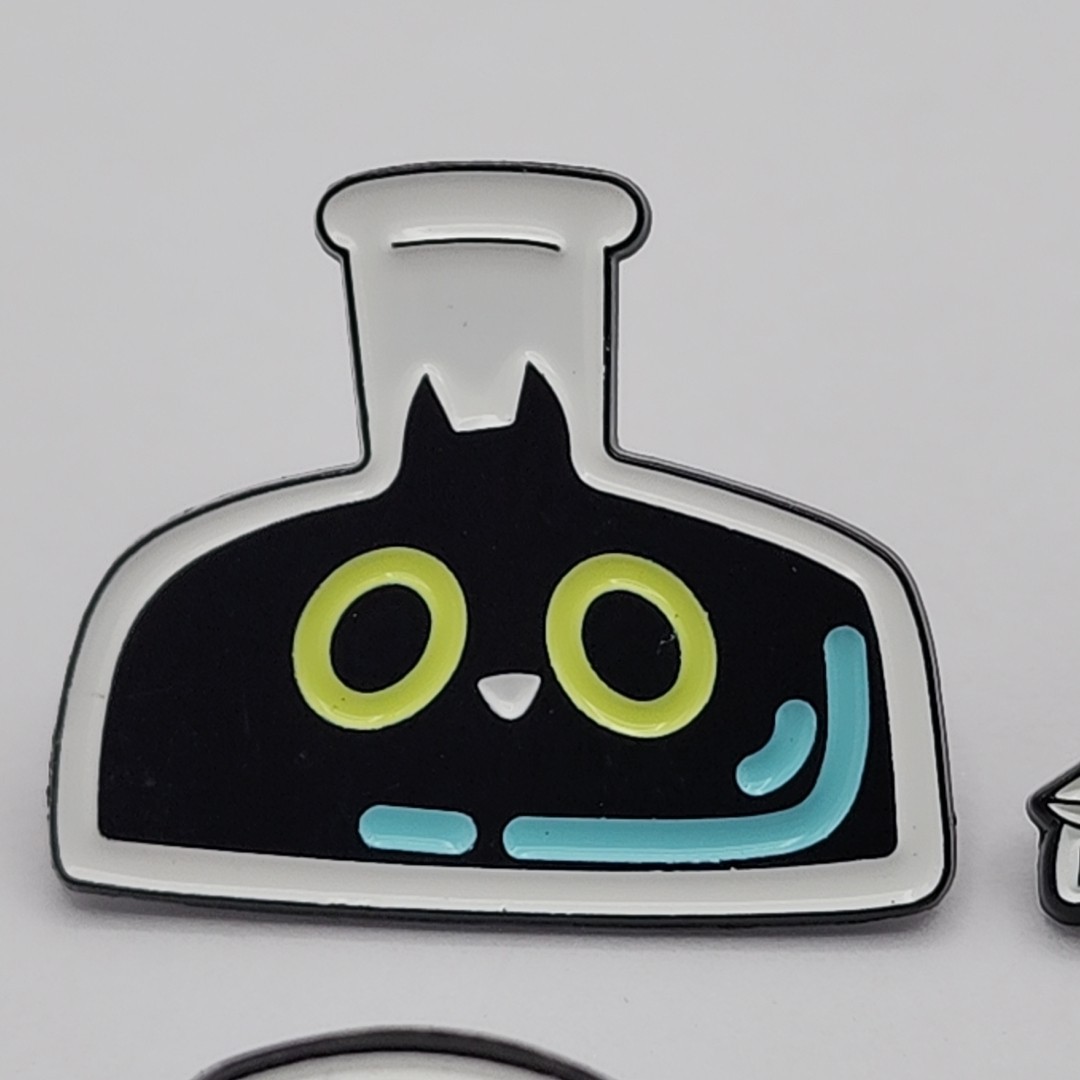 x4 Enamel Pin Black Cat Computer Wine Bottle Cute Kitten Funny Gift New