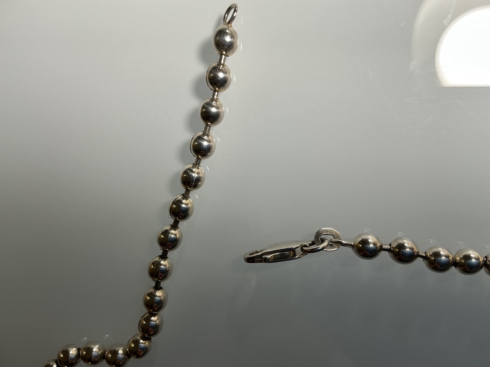 VINTAGE STERLING SILVER 925 BEADED 18 INCH NECKLACE /29GRMS