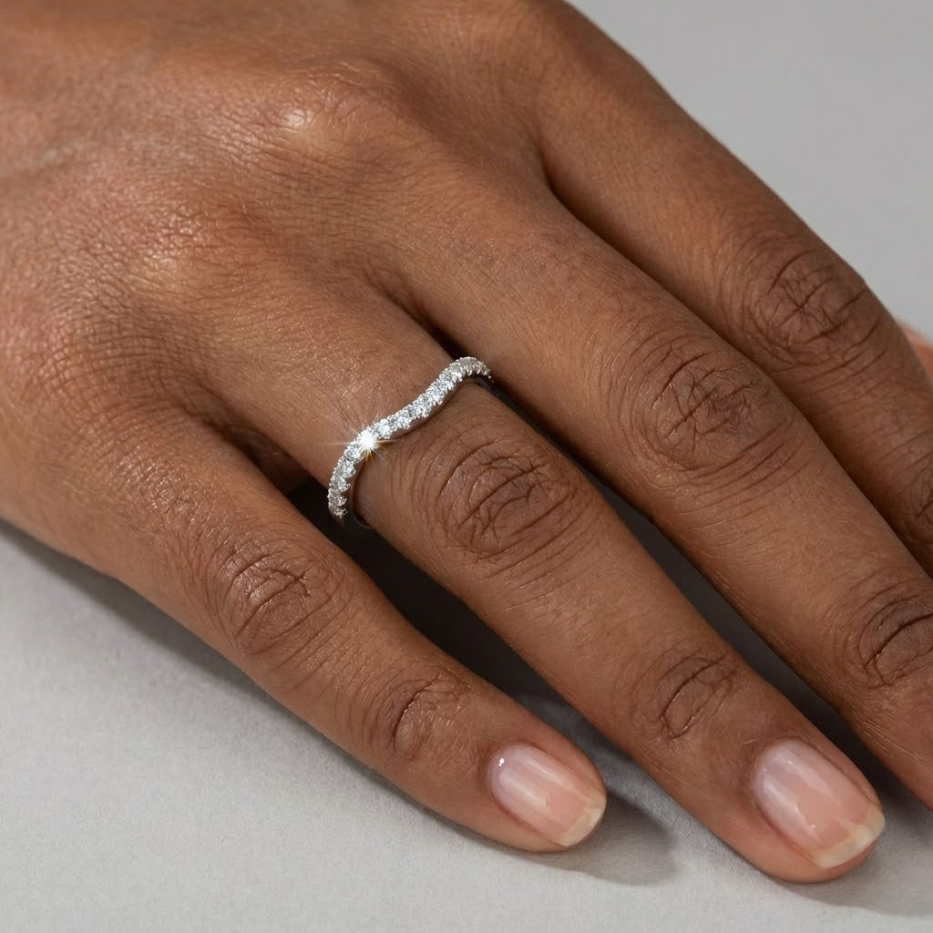 Classic Wedding Band Petite Solid 18K Gold 0.23 CT Round Natural Diamond F VS2