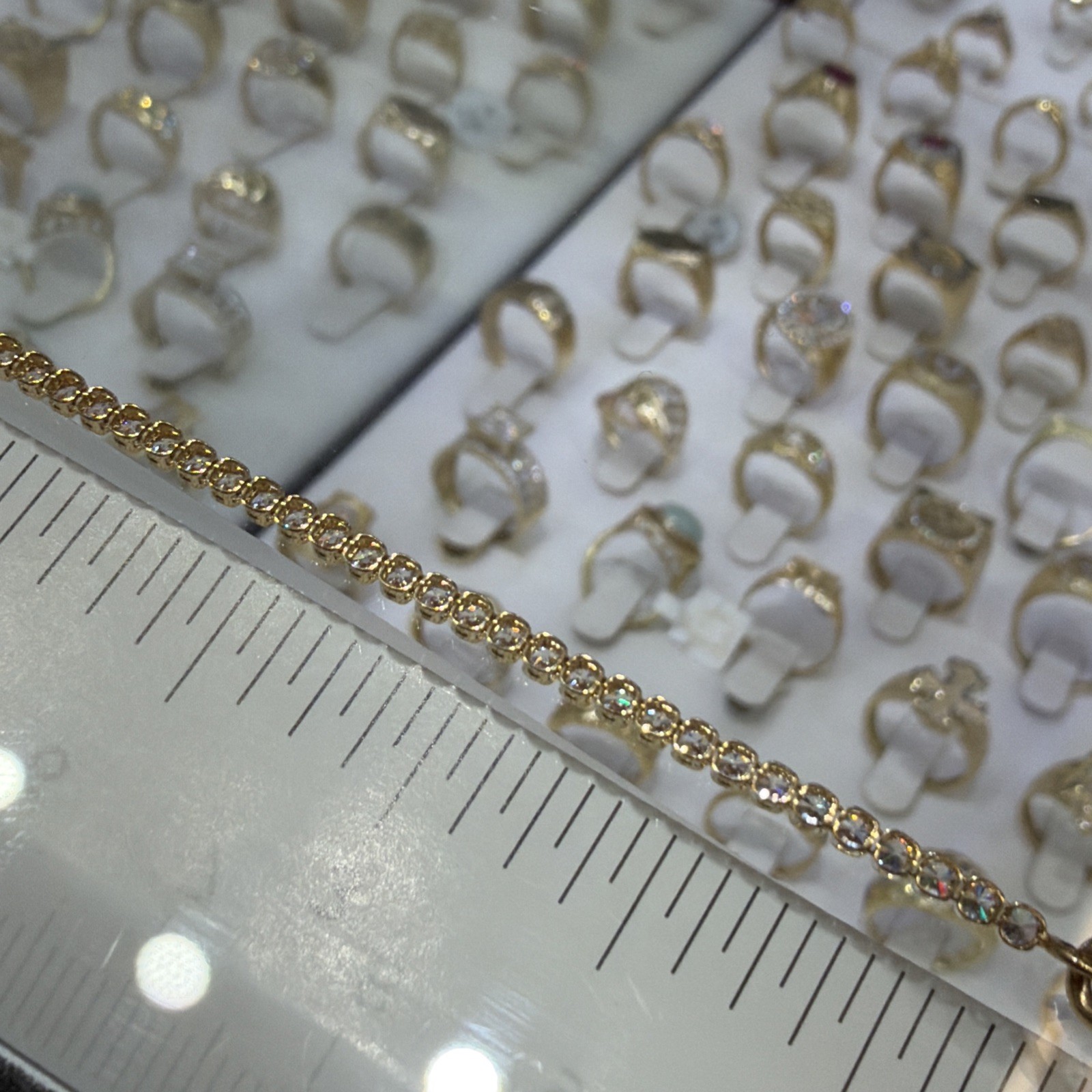 14 K Real Yellow Gold Anklets With Cubic Zirconia 10 Inches