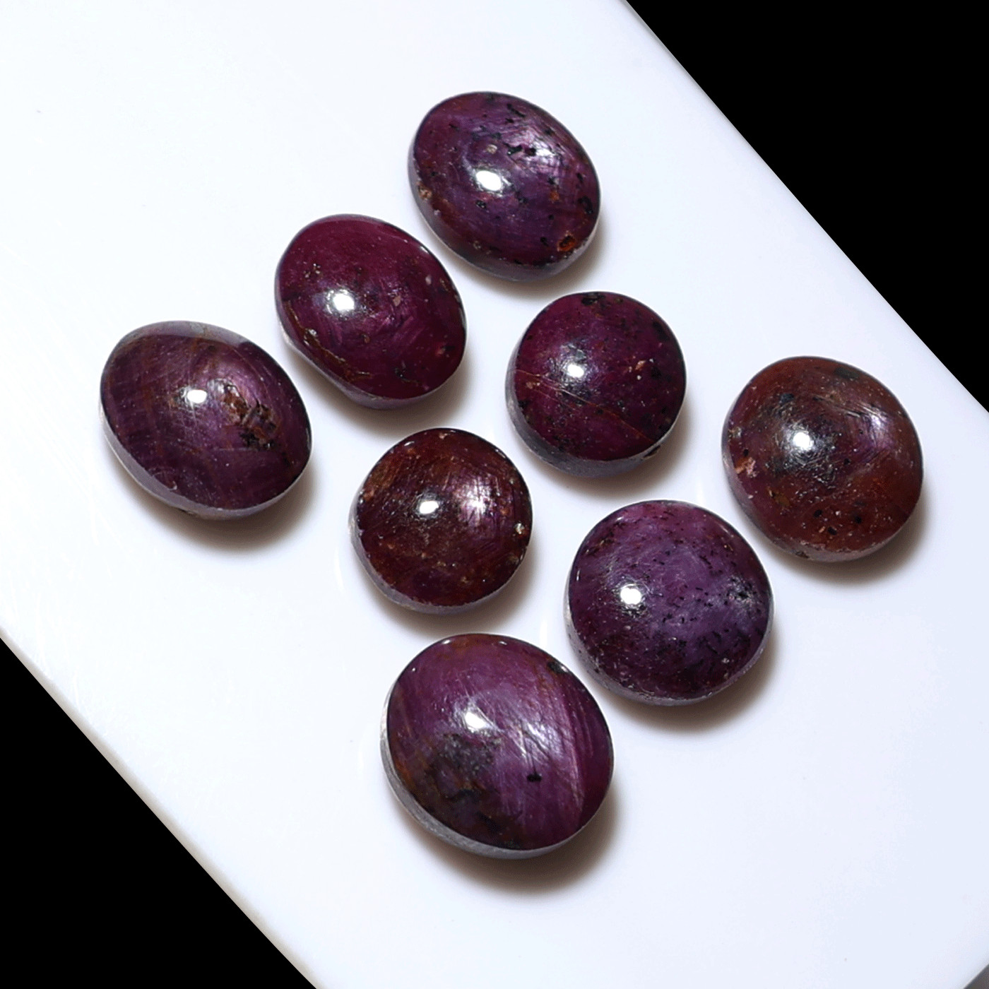 8 PC Cosmic Glow Star Ruby Cabochons – Silky Red Asterism – 10.6mm-13.5mm Parcel