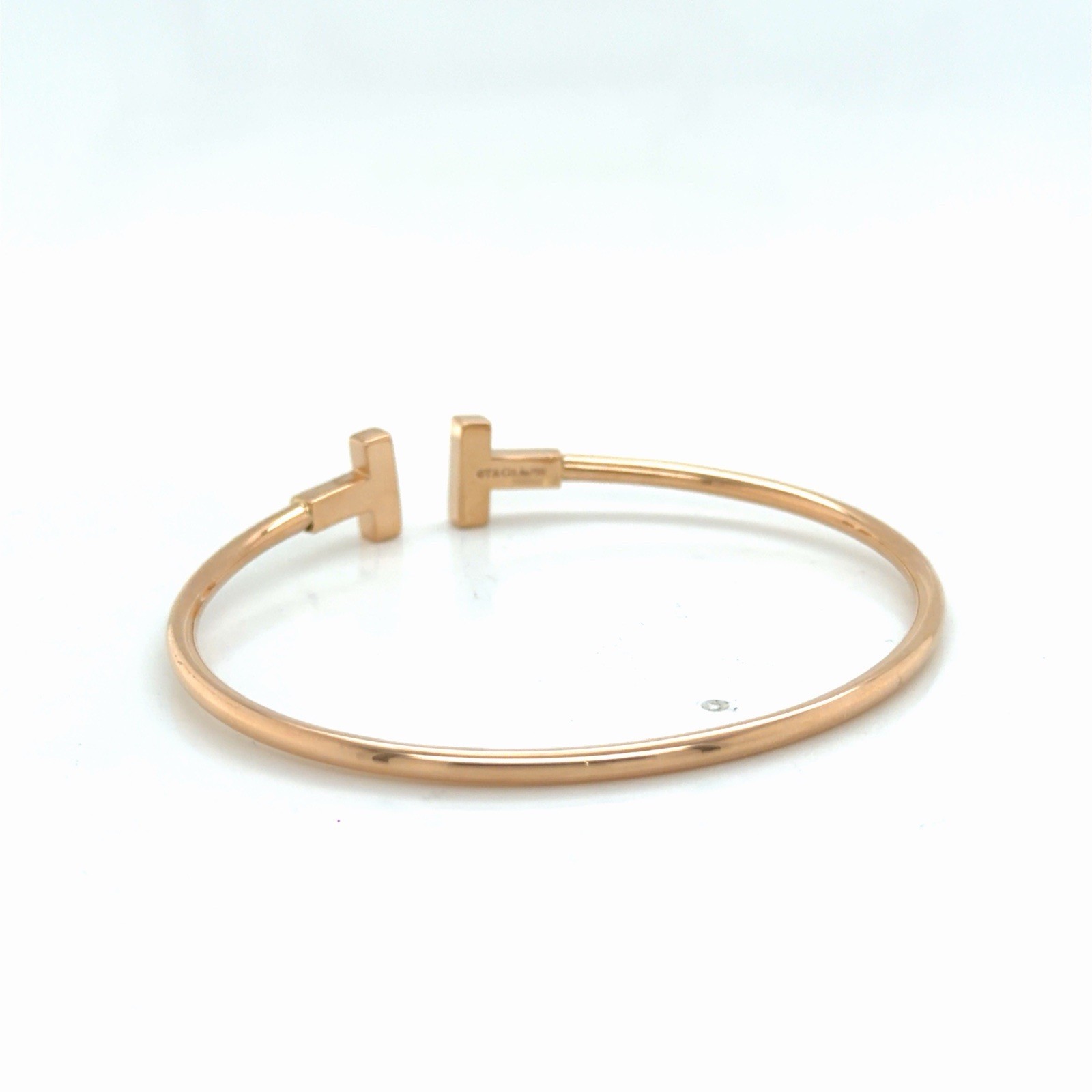 Tiffany & Co. T Wire Bracelet 18k Rose Gold Size Medium 6.25 in