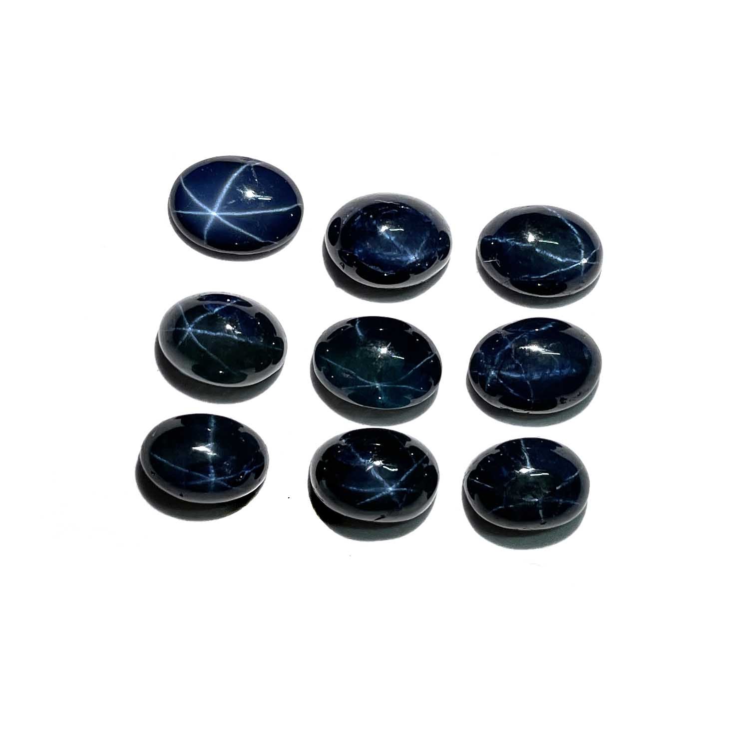 Diffused Star Blue Sapphire Oval Cabochon Loose Gemstone Lot 8 Pcs 5*7 MM 10 CT