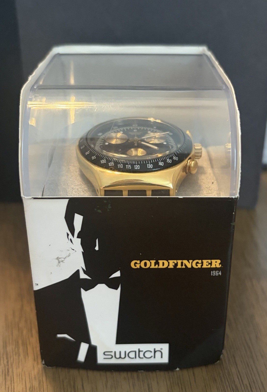 Swatch YCG401 Goldfinger James Bond 007 Chronograph 2002 Unworn w/ Box
