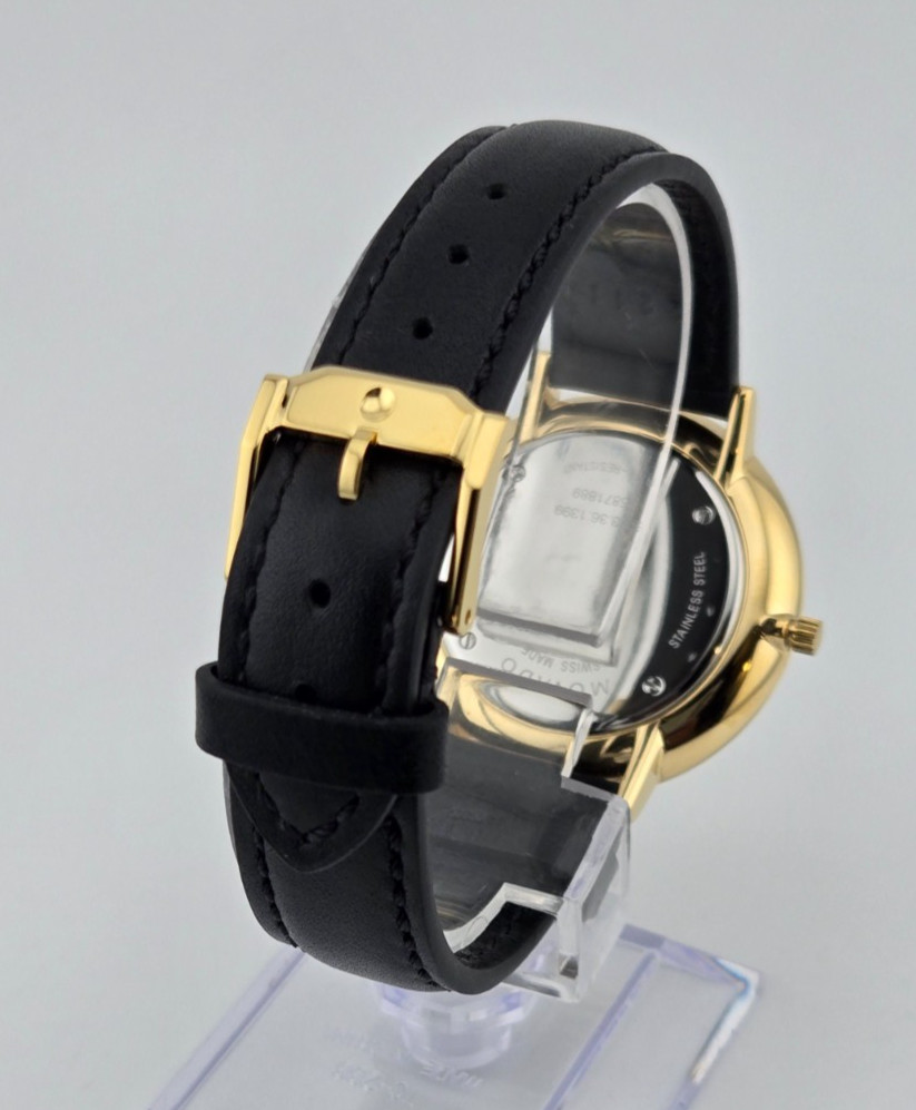 Movado Ultra Slim 0607091 Leather Strap Black Dial Women’s Watch NEW ⌚