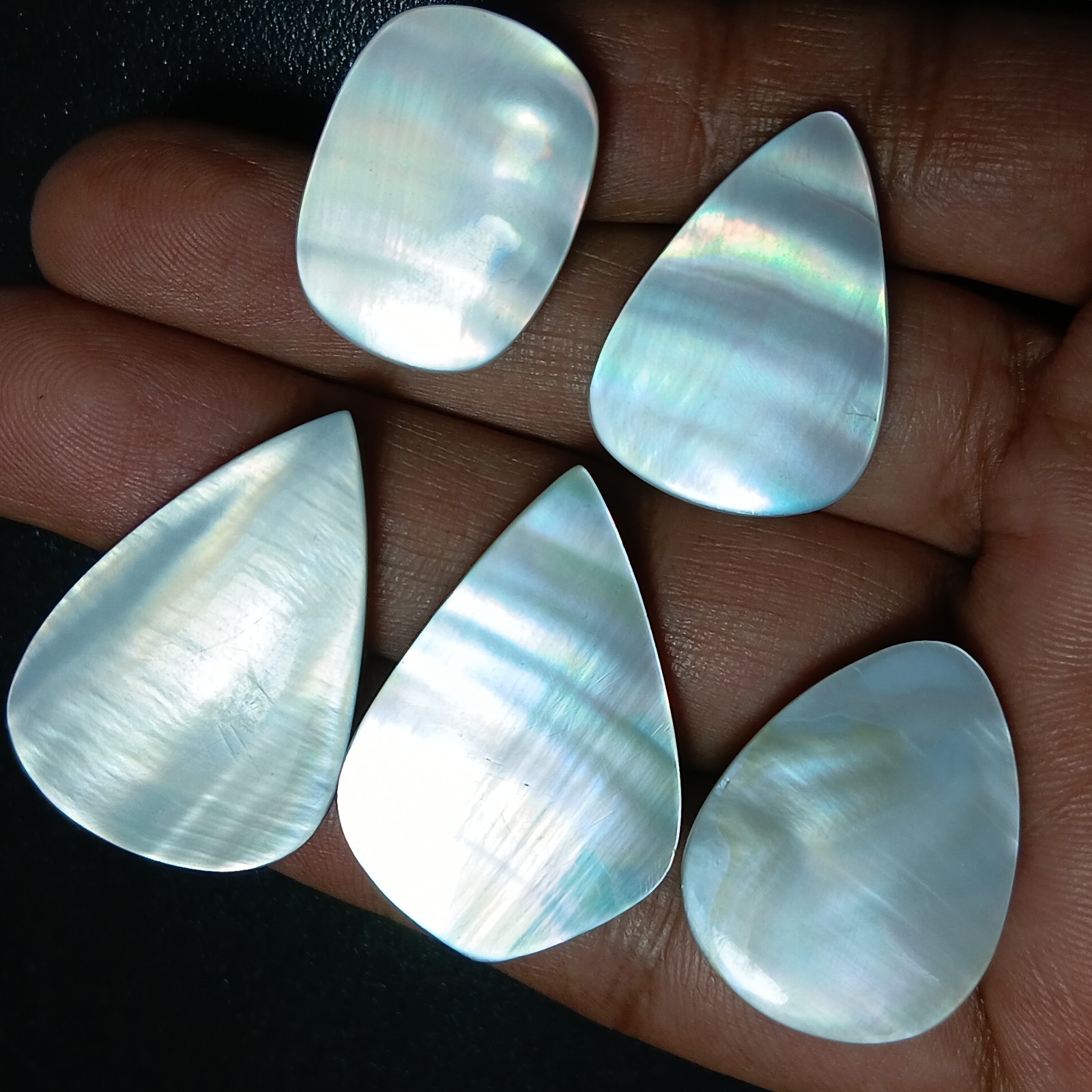 Tahitian mother of pearl cabochon lot natural white pearl loose gemstone jewelry
