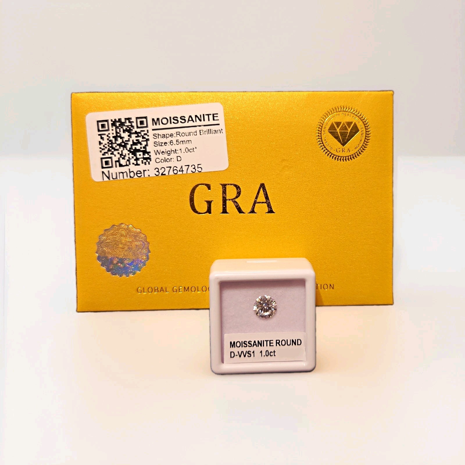 GRA Certified D VVS1 Round Brilliant Moissanite Loose Gemstone 1.0ct