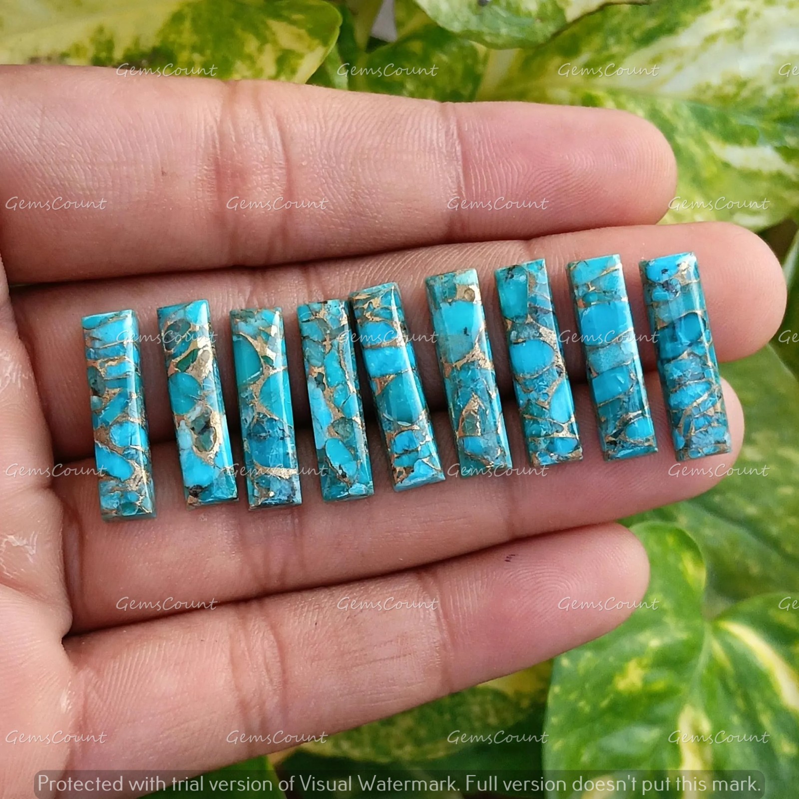 Natural Blue Copper Turquoise Rectangle Cabochon Gemstone 5x10mm-15x30mm