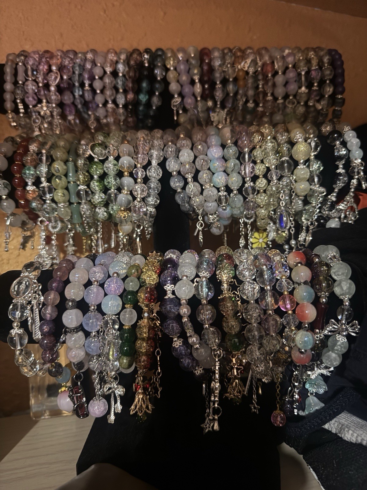 Mixed Jewelry Lot 50+ Multicolor Beaded Stretch Bracelets Mixed Materials