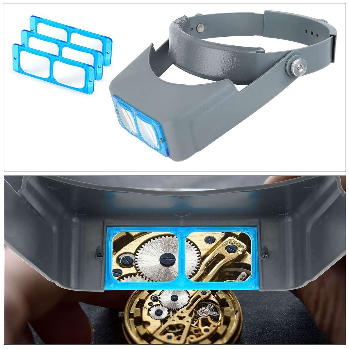 Jewelers Head Headband Magnifier LED Illuminated Visor Magnifying Glasses Loupe