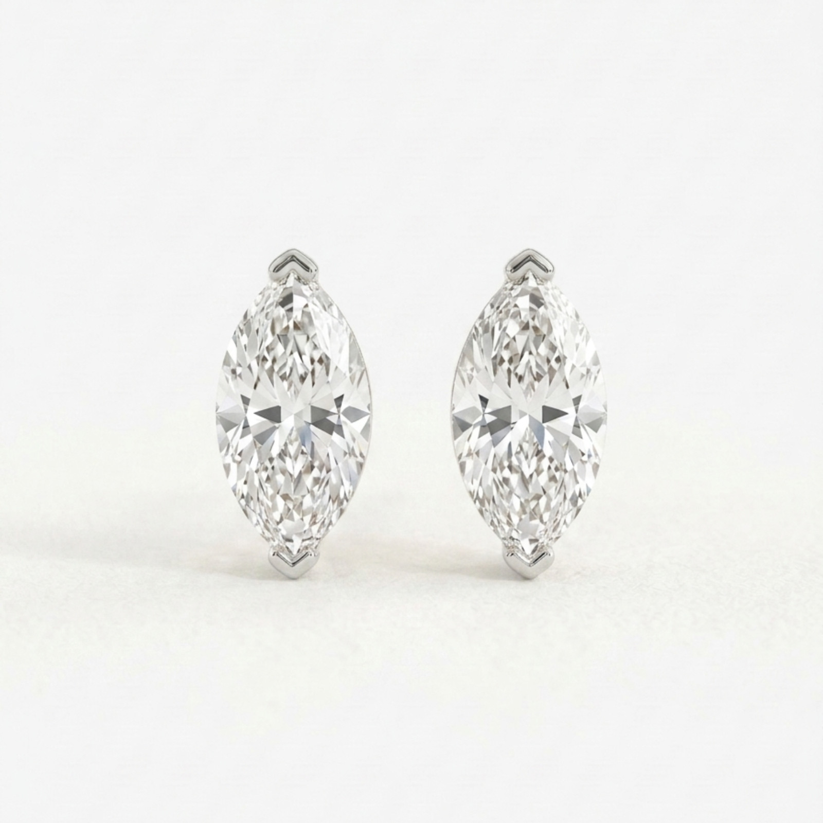1TCW Marquise Lab Grown Diamond 14K Solid Gold Minimalist Stud Earrings For Gift