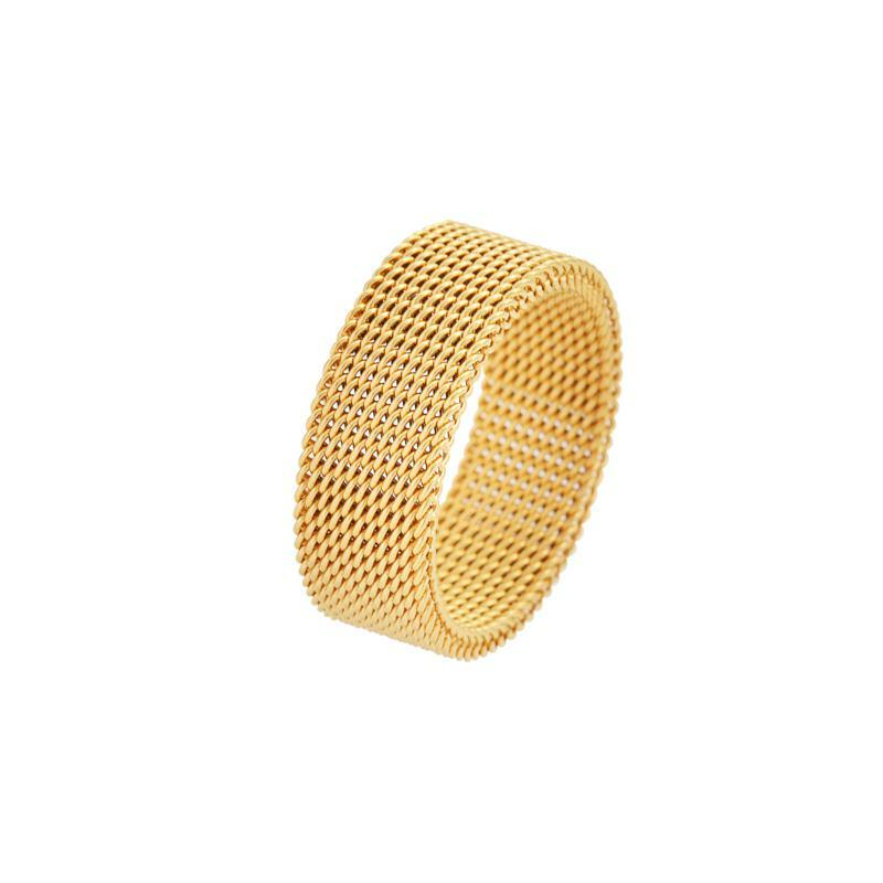 Designer Inspired Genuine 18K Yellow Gold Filled Mesh Band Ring Size 6-12 C022-Y