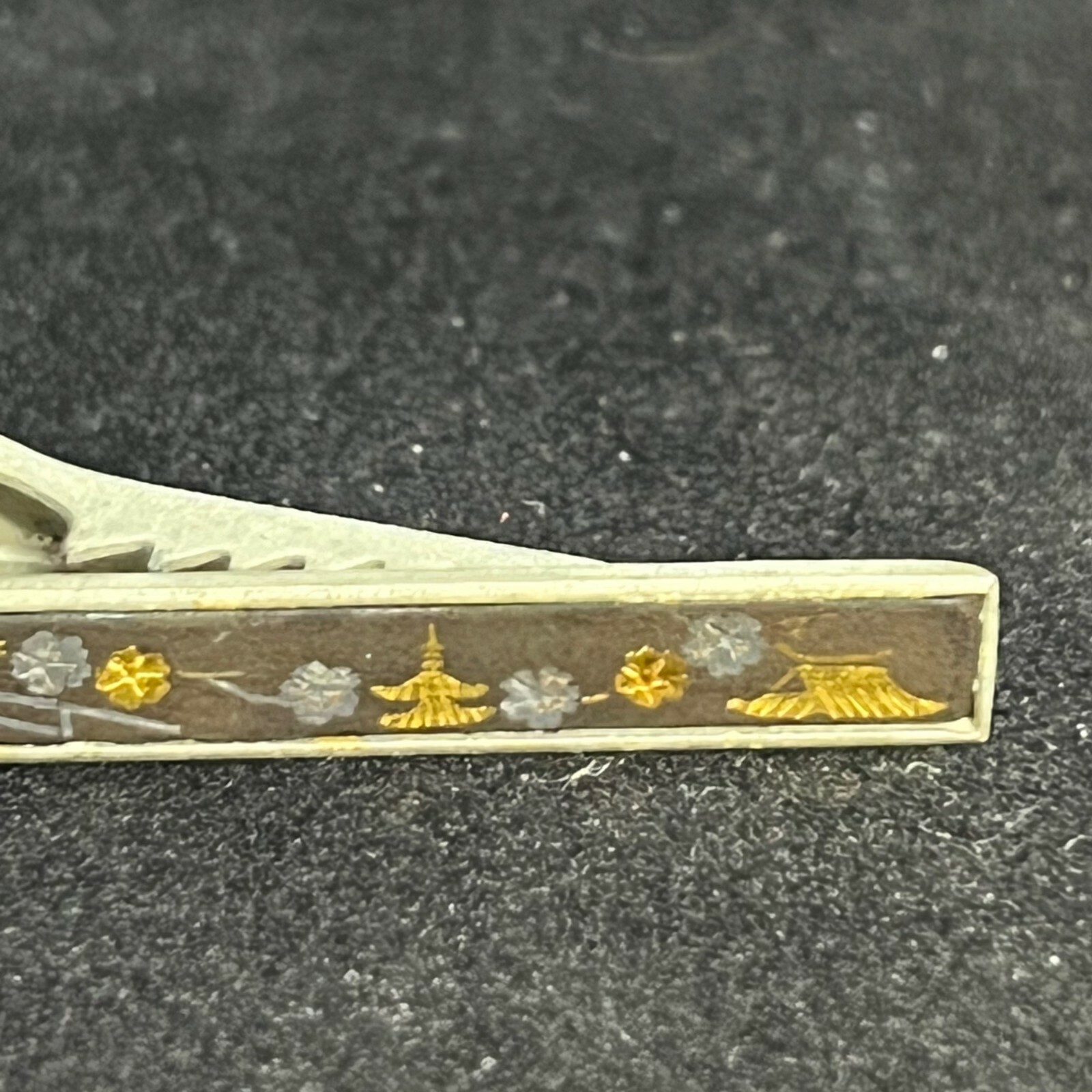 Vintage Silver Tone And Black Enamel Tie Bar (2886)