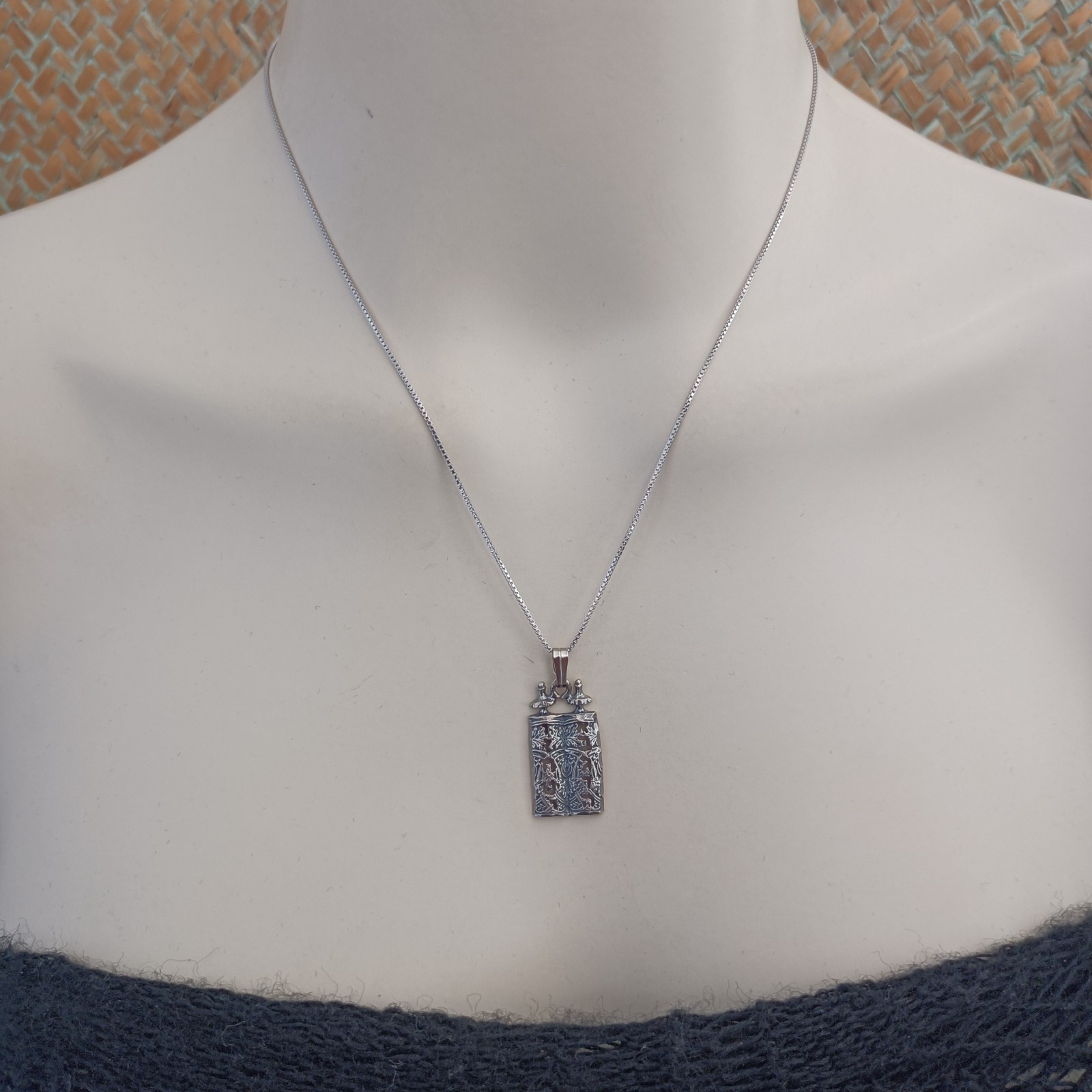 Ten Commandments Necklace Sterling Silver Torah Judaica Faith Men Women Gift VTG