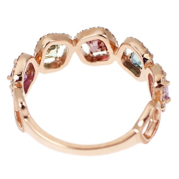 Brand New K18PG Multicolor Sapphire Diamond Ring 0.87ct D0.27ct free shipping fr